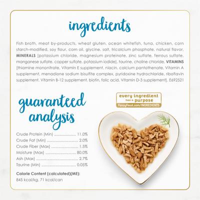 Show full view: Fancy Feast Grilled Ocean Whitefish & Tuna Feast in Gravy Canned Cat Food, 3-oz, case of 24 slide 8 of 14