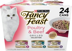 Fancy Feast Grilled Poultry & Beef Feast Variety Pack Canned Cat Food, 3-oz, case of 24