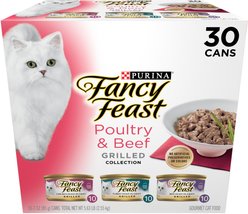 Fancy Feast Grilled Poultry & Beef Feast Variety Pack Canned Cat Food, 3-oz, case of 30