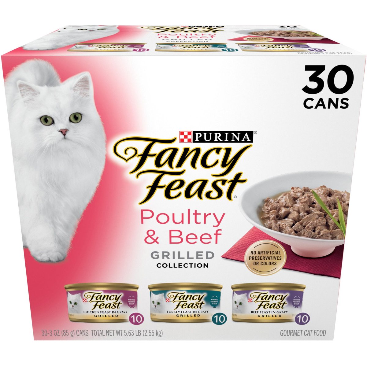 Fancy Feast Grilled Poultry & Beef Variety Pack Cat Food, 3-oz, 30 ct