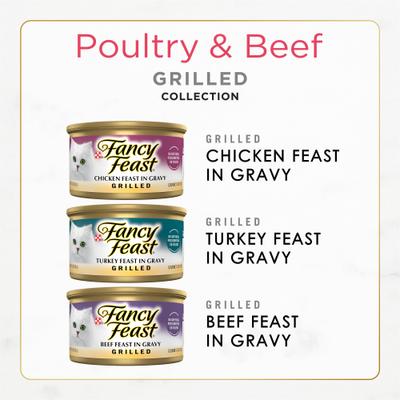 Show full view: Fancy Feast Grilled Poultry & Beef Feast Variety Pack Canned Cat Food, 3-oz, case of 30 slide 4 of 13