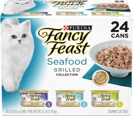 Show full view: Fancy Feast Grilled Seafood Feast Variety Pack Canned Food, 3-oz, case of 24 + PrettyLitter Cat Litter slide 2 of 9