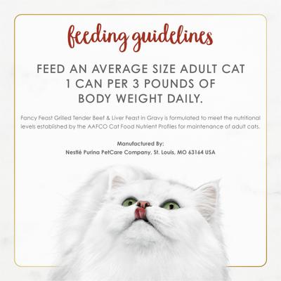 Show full view: Fancy Feast Grilled Tender Beef & Liver Feast in Gravy Canned Cat Food, 3-oz, case of 24 slide 9 of 14