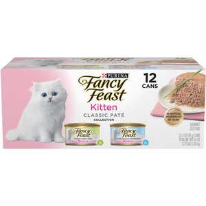 Fancy Feast Kitten Classic Pate Collection Turkey & Whitefish Variety Pack Grain-Free Wet Cat Food, 3-oz can, case of 12