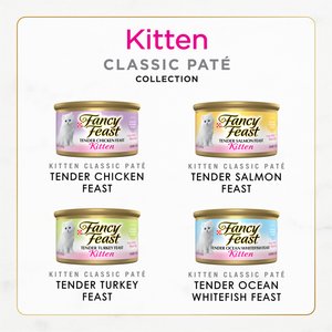 Fancy Feast Kitten Classic Pate Tender Poultry & Fish Variety Pack Canned Wet Cat Food 3-oz, case of 24