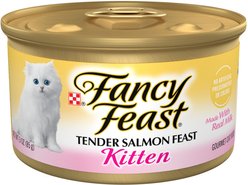 Fancy Feast Kitten Tender Salmon Feast Canned Cat Food, 3-oz, case of 24