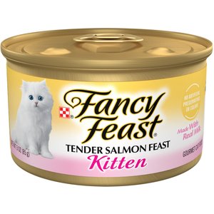 Fancy Feast Kitten Tender Salmon Feast Canned Cat Food, 3-oz, case of 24