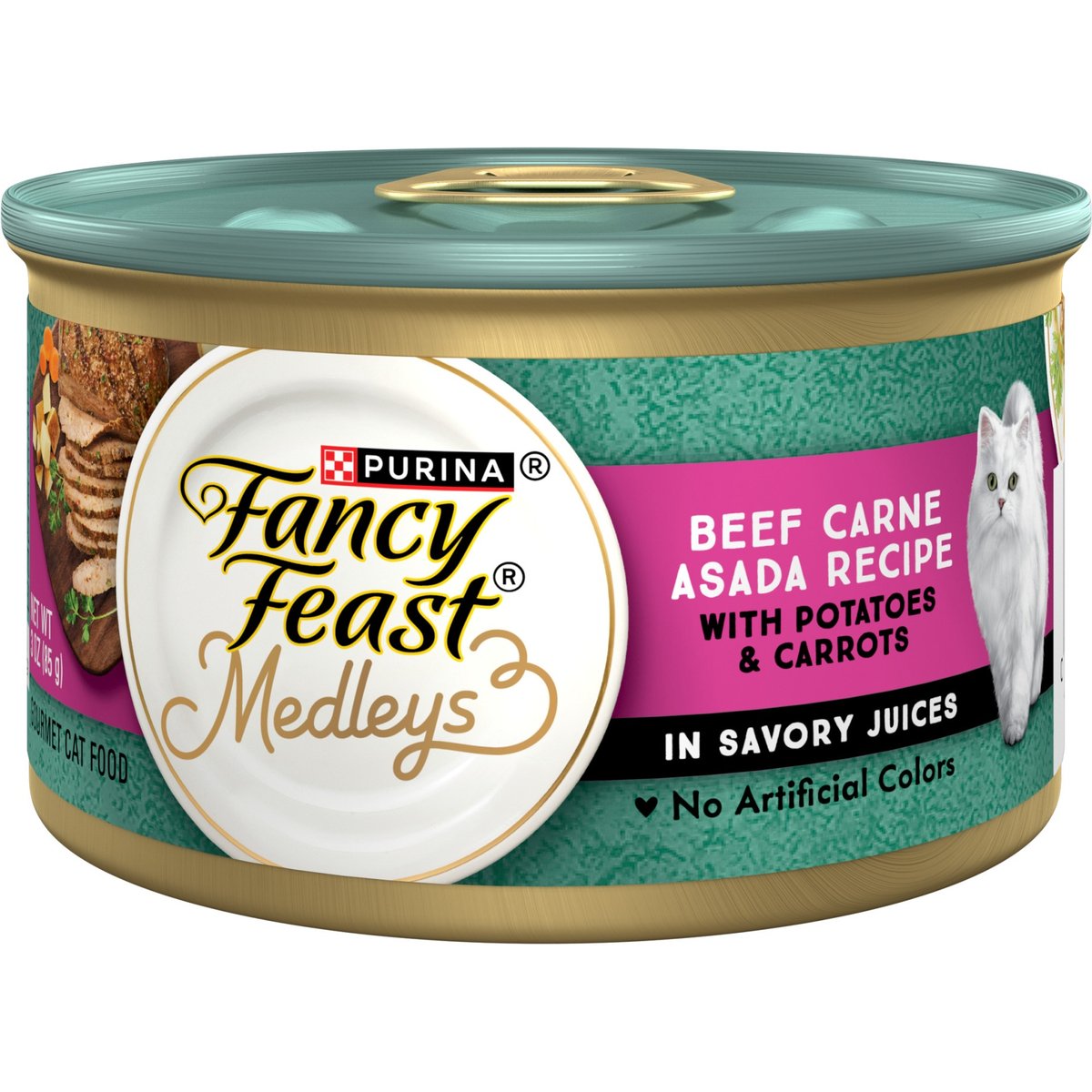 Fancy Feast Medleys Beef Carne Asada Recipe with Potatoes & Carrots in Savory Juices Wet Cat Food, 3-oz can, case of 24