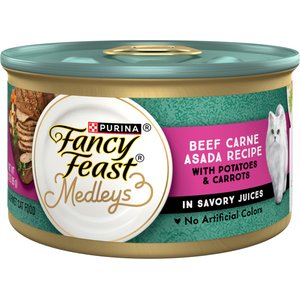 Fancy Feast Medleys Beef Carne Asada Recipe with Potatoes & Carrots in Savory Juices Wet Cat Food, 3-oz can, case of 24