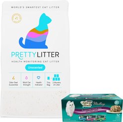 Fancy Feast Medleys Florentine Collection Pack Canned Food + PrettyLitter Cat Litter