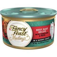 Fancy Feast Medleys in Gravy Beef Ragu Recipe with Tomatoes & Pasta in a Savory Sauce Wet Cat Food, 3-oz can, case of 24