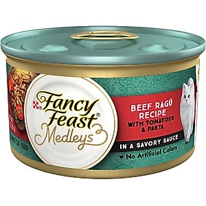 Fancy Feast Medleys in Gravy Beef Ragu Recipe with Tomatoes & Pasta in a Savory Sauce Wet Cat Food, 3-oz can, case of 24