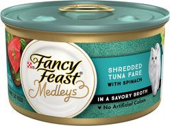 Fancy Feast Medleys Shredded Tuna Fare Canned Cat Food, 3-oz, case of 24