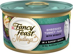 Fancy Feast Medleys Shredded Turkey Fare Canned Cat Food, 3-oz, case of 24
