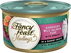 Fancy Feast Medleys Shredded Wild Salmon Fare Canned Cat Food, 3-oz, case of 24
