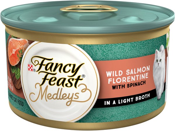 Fancy Feast Medleys Wild Salmon Florentine With Spinach in a Light Broth