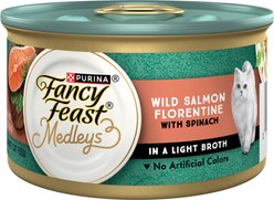 Fancy Feast Medleys Wild Salmon Florentine Canned Cat Food, 3-oz can, case of 4