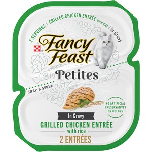 Fancy Feast Petites In Gravy Grilled Chicken with Rice Entree Wet Cat Food, 24 Servings, 2.8-oz tray, case of 12