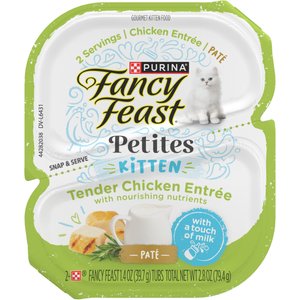 Fancy Feast Petites Tender Chicken Entree Pate Gourmet Wet Kitten Food, 2.8-oz tub, case of 12