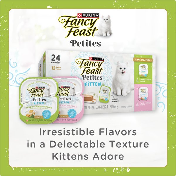 Fancy Feast Petites Tender Chicken Entree Pate Gourmet Wet Kitten Food, 2.8-oz tub, case of 12
