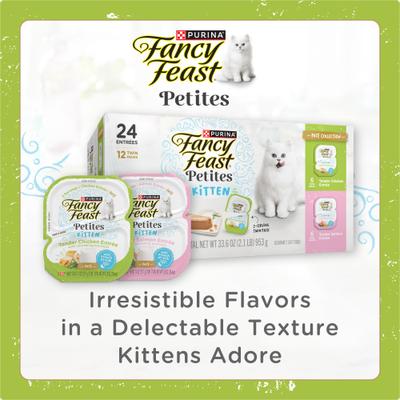 Show full view: Fancy Feast Petites Tender Chicken Entree Pate Gourmet Wet Kitten Food, 2.8-oz tub, case of 12 slide 8 of 11