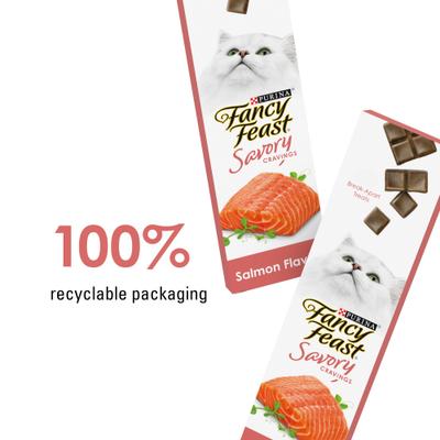 Show full view: Fancy Feast Savory Cravings Salmon Flavor Limited Ingredient Soft Cat Treats, 3-oz box slide 10 of 12
