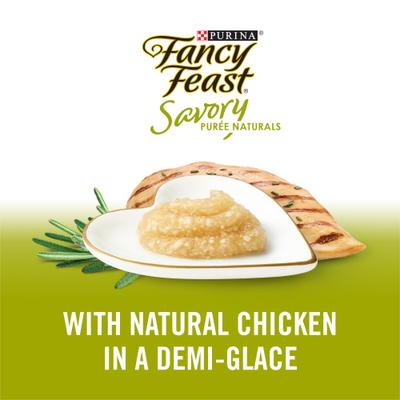 Fancy Feast Savory Puree Naturals Chicken Flavored in a Demi-Glace Squeezable Lickable Adult Cat Treats, 0.35-oz tube