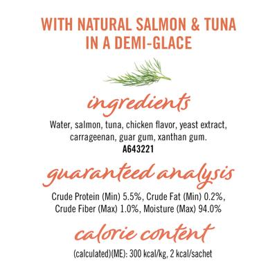 Show full view: Fancy Feast Savory Puree Naturals Salmon & Tuna Flavored in a Demi-Glace Squeezable Lickable Adult Cat Treats, 0.32-oz tube, case of 12 slide 6 of 12