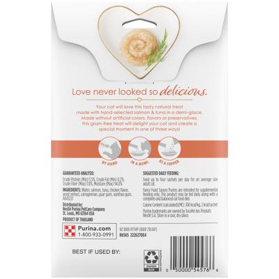 Fancy Feast Savory Puree Naturals Salmon & Tuna Flavored in a Demi-Glace Squeezable Lickable Adult Cat Treats, 0.35-oz tube