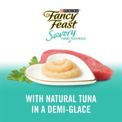 Fancy Feast Savory Puree Naturals Tuna Flavored in a Demi-Glace Squeezable Lickable Adult Cat Treats