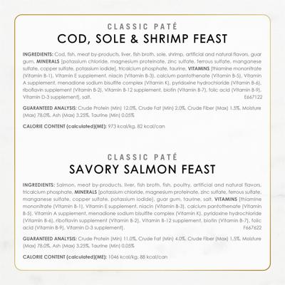 Show full view: Fancy Feast Seafood Classic Pate Collection Variety Pack Grain-Free Wet Cat Food, 3-oz can, case of 36 slide 8 of 12