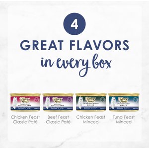 Fancy Feast Senior 7+ Chicken, Beef & Tuna Feasts Variety Pack Canned Cat Food, 3-oz can, case of 12