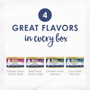 Fancy Feast Senior 7+ Chicken, Beef & Tuna Feasts Variety Pack Canned Cat Food, 3-oz can, case of 12