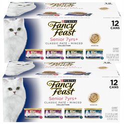 Fancy Feast Senior 7+ Chicken, Beef & Tuna Feasts Variety Pack Canned Cat Food, 3-oz can, bundle of 24 