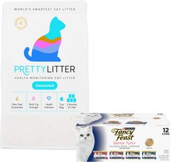 Fancy Feast Senior 7+ Chicken, Beef & Tuna Feasts Variety Pack Canned Food + PrettyLitter Cat Litter