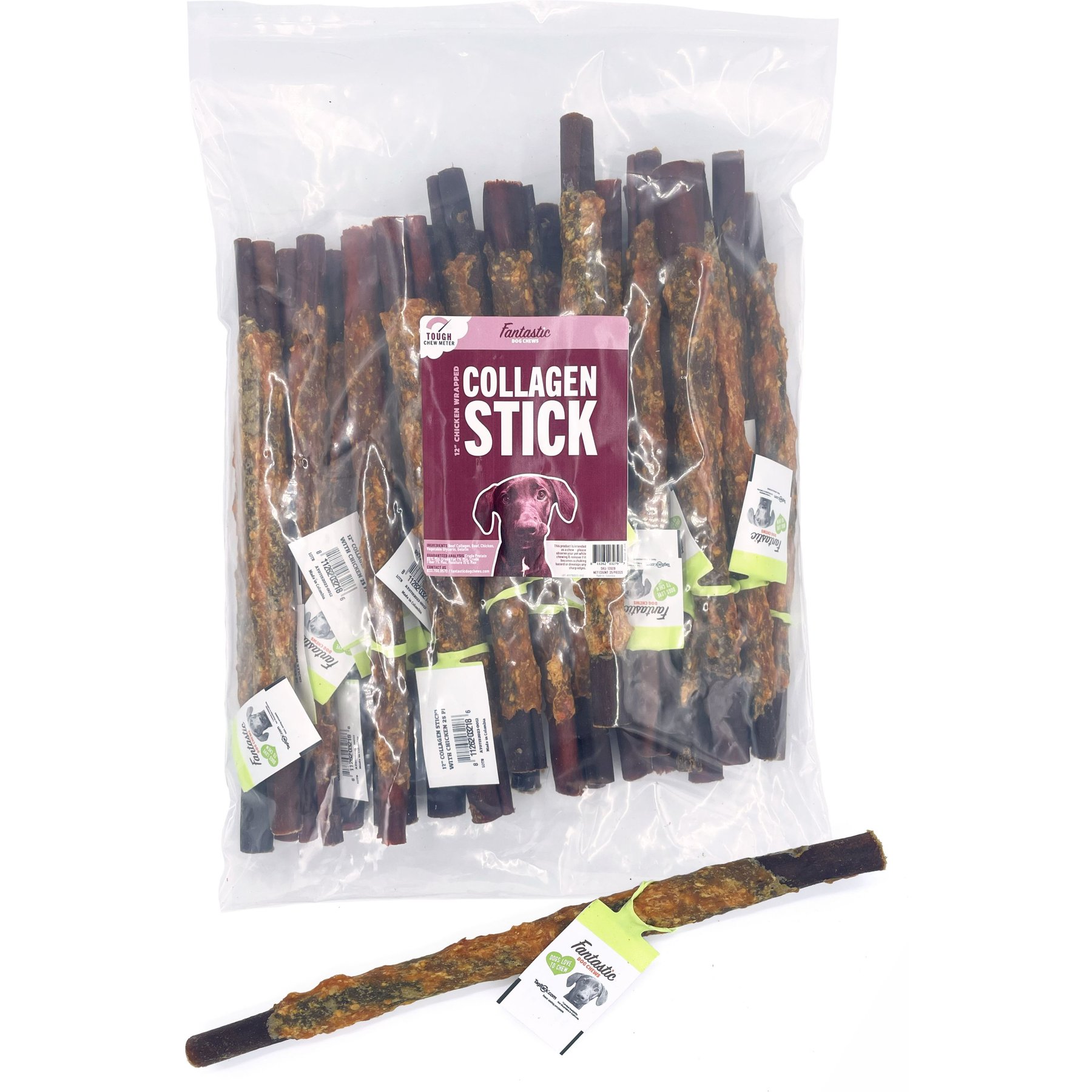 Fantastic Dog Chews 12-inch Collagen Stick with Chicken Dog Chew, 1 count