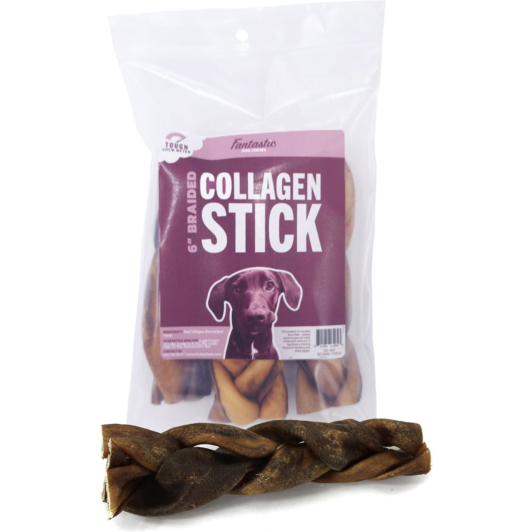 Fantastic Dog Chews 6-inch Braided Collagen Dog Chew, 3 count