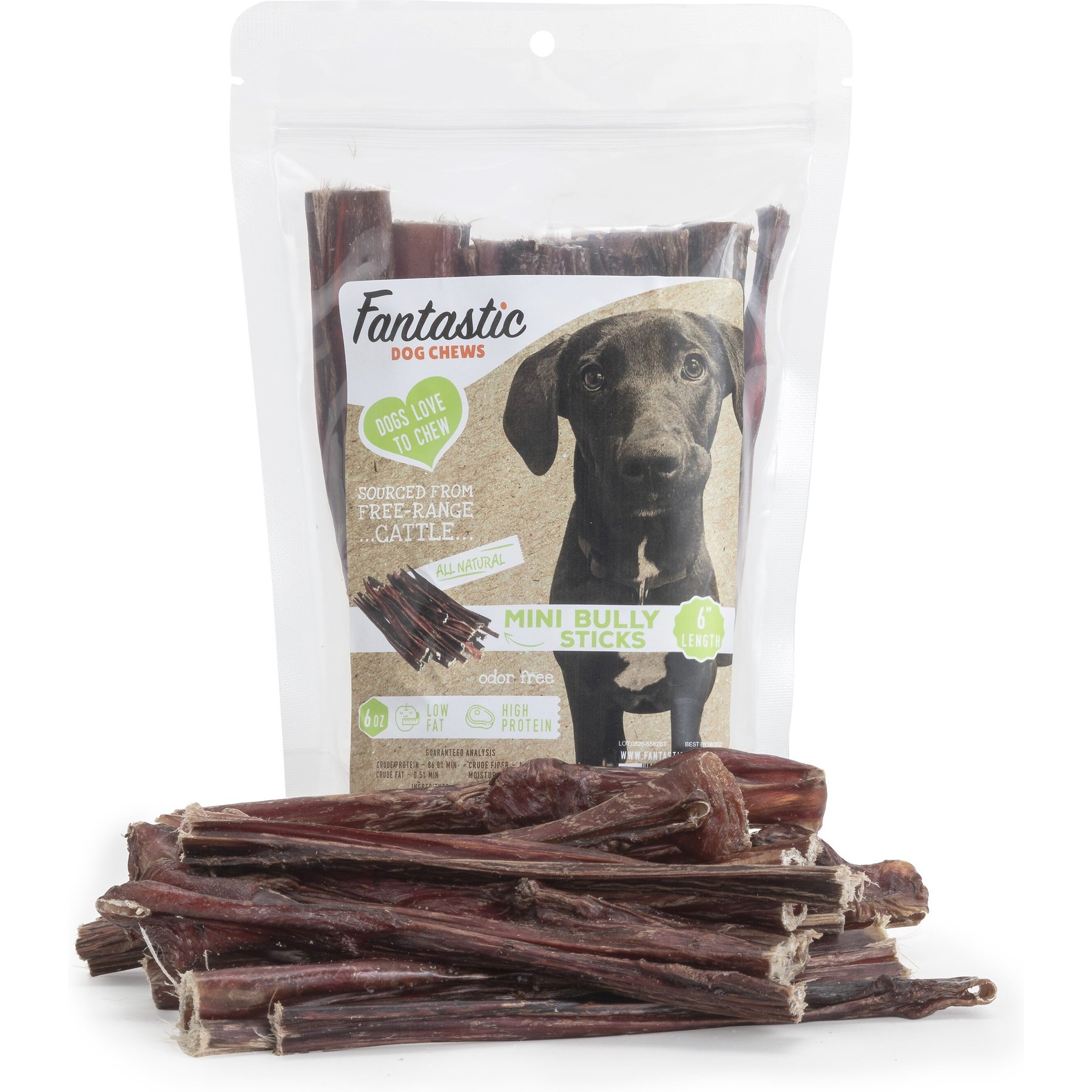 Fantastic Dog Chews Mini Bully Sticks Grain-Free Dog Treats, 6-in, 6-oz bag