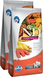 Farmina N&D Tropical Selection Salmon Adult Medium & Maxi Dry Dog Food, 44-lb bundle