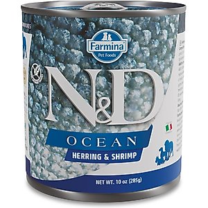 Farmina Natural & Delicious Ocean Herring & Shrimps Canned Dog Food, 10-oz can, case of 6