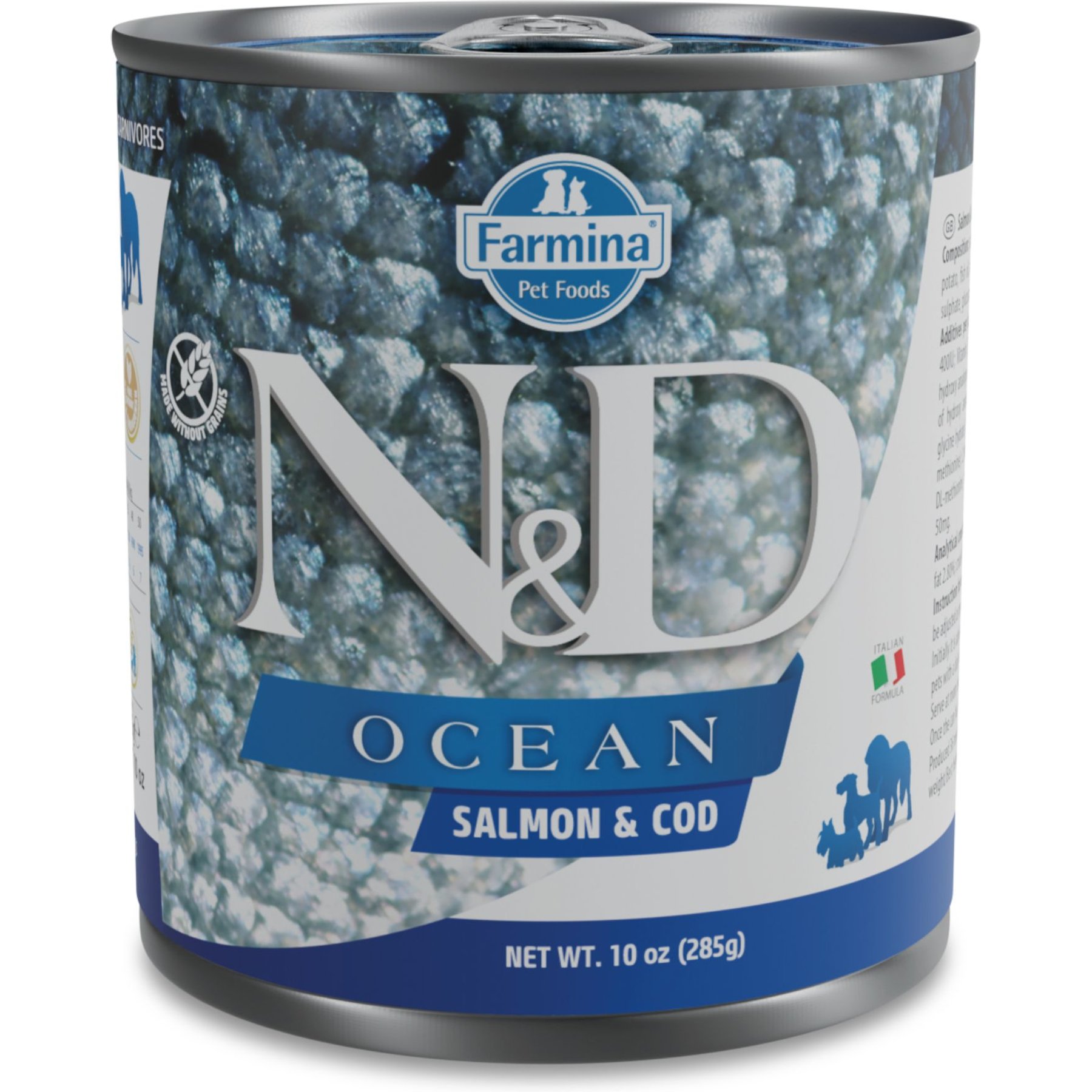 Farmina Natural & Delicious Ocean Salmon & Cod Canned Dog Food, 10-oz can, case of 6