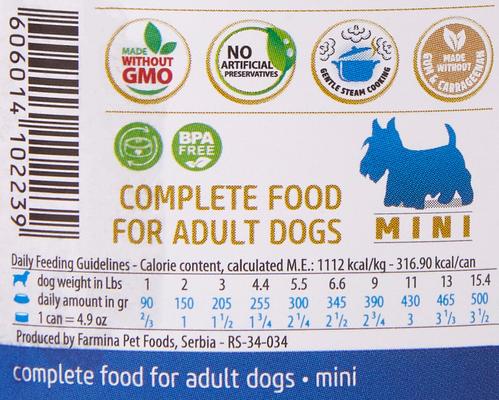 Show full view: Farmina Natural & Delicious Ocean Seabass & Squid Canned Dog Food, 4.9-oz can, case of 6 slide 5 of 6