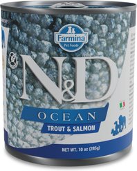 Farmina Natural & Delicious Ocean Trout & Salmon Canned Dog Food, 10-oz can, case of 6