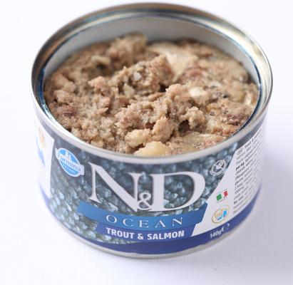 Show full view: Farmina Natural & Delicious Ocean Trout & Salmon Canned Dog Food, 4.9-oz can, case of 6 slide 3 of 11