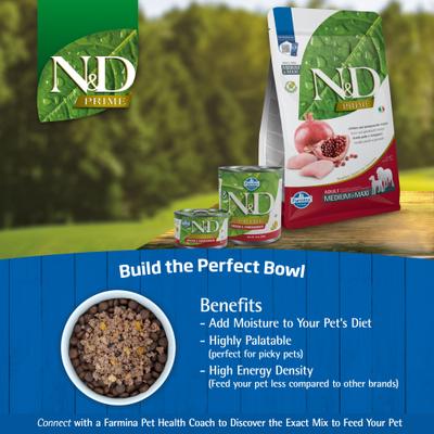 Show full view: Farmina Natural & Delicious Prime Chicken & Pomegranate Canned Dog Food, 10-oz can, case of 6 slide 9 of 11