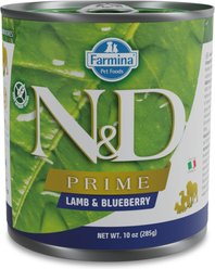 Farmina Natural & Delicious Prime Lamb & Blueberry Canned Dog Food, 10-oz can, case of 6 slide 1 of 9