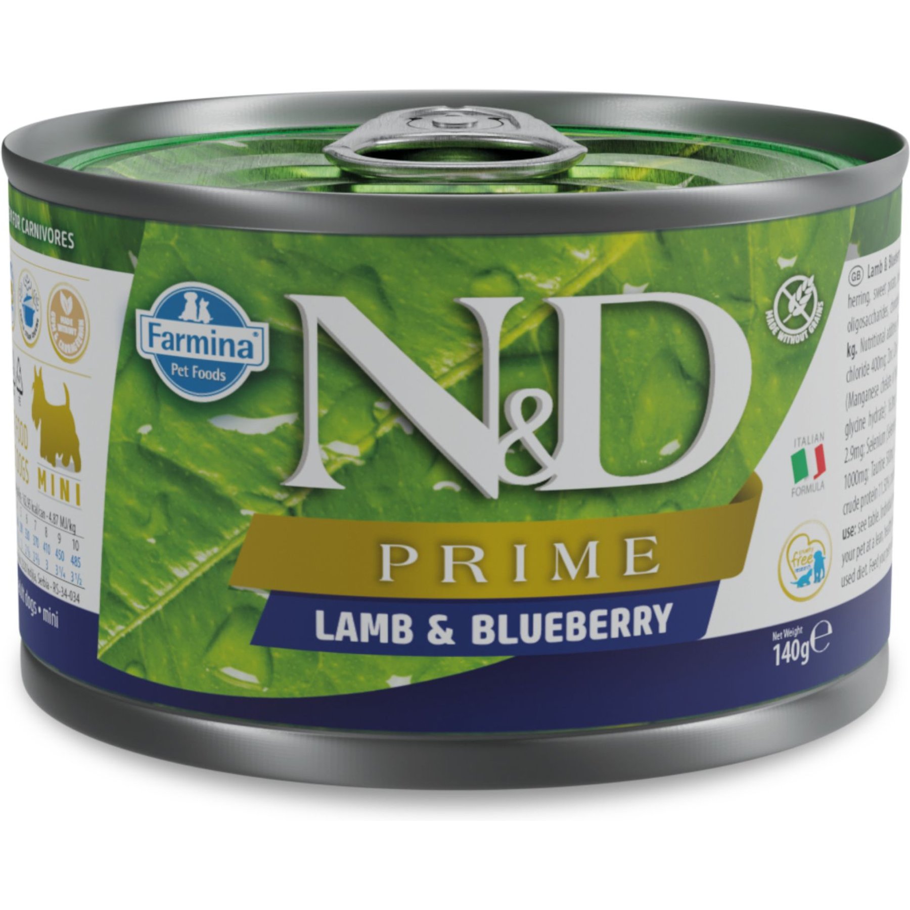 Farmina Natural & Delicious Prime Lamb & Blueberry Canned Dog Food, 4.9-oz can, case of 6