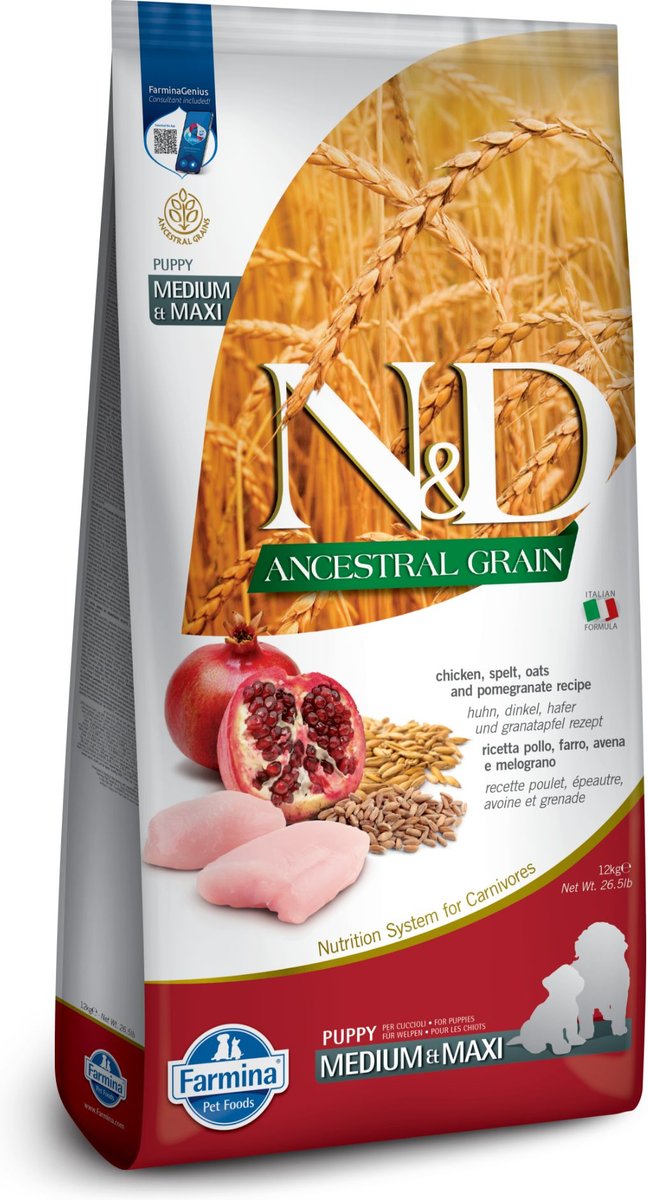 Farmina N&D Ancestral Grain Chicken & Pomegranate Medium & Maxi Puppy Dry Dog Food