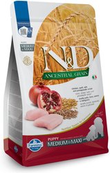 Farmina N&D Ancestral Grain Chicken & Pomegranate Medium & Maxi Puppy Dry Dog Food, 5.5-lb bag