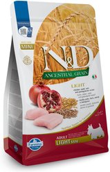 Farmina N&D Ancestral Grain Chicken & Pomegranate Mini Light Dry Dog Food, 5.5-lb bag